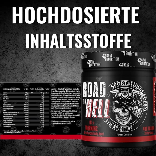 Detalle de Pre Workout ROAD TO HELL Ultra Hardcore 400 g