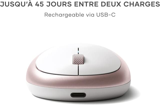Detalle de Satechi Souris sans fil M1 en aluminium, Bluetooth rechargeable USB‑C, 1200 DPI – Rose