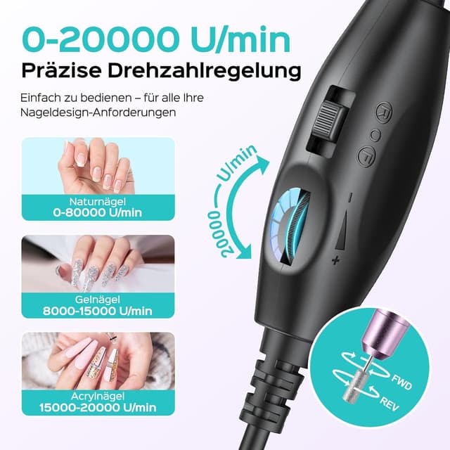 Thumbnail 2 de COSLUS Elektrische Nagelfräser 20.000 u/min