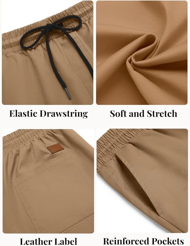 Detalle de COOFANDY Men’s Casual Cotton Drawstring Shorts with Elastic Waist