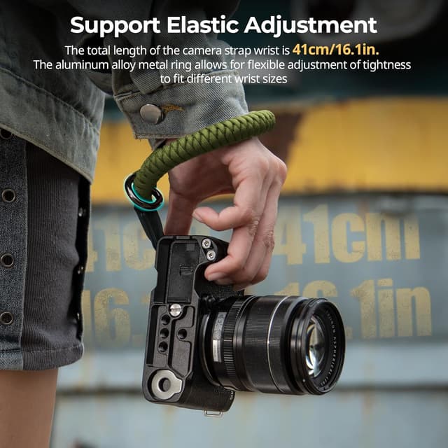 Detalle de SMALLRIG Camera Wrist Strap – universeller geflochtener Handgurt mit verstellbarem Sicherheitsriemen für DSLR & spiegellose Kameras