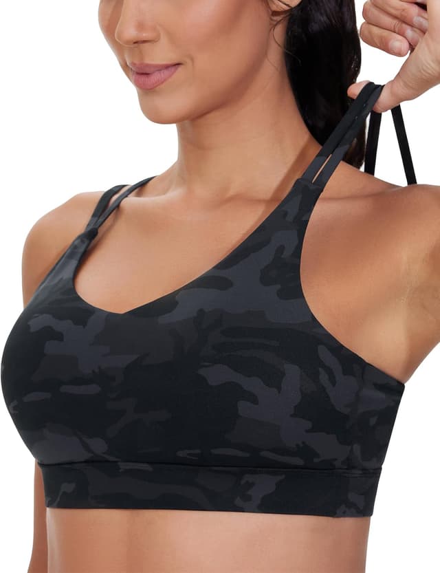 Detalle de THE GYM PEOPLE reggiseno sportivo da donna con doppia cinghia spaghetti e spalline imbottite