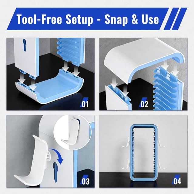 Thumbnail 6 de CHUNGG universal game storage tower for 19 DVD/Blu-ray cases with controller & headphone holders (white & blue)