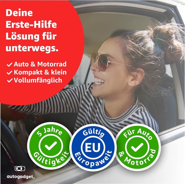 Detalle 2 de Verbandstasche KFZ Norm 2026 mit Beatmungstüchern (DIN 13164:2022) – Erste-Hilfe-Set für Auto, StVO-konform in Pink