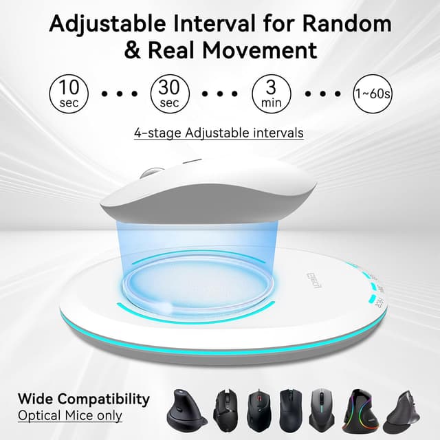 Detalle 2 de Giecy Mouse Jiggler Ultra Slim indétectable avec minuterie (blanc) pour PC et Mac