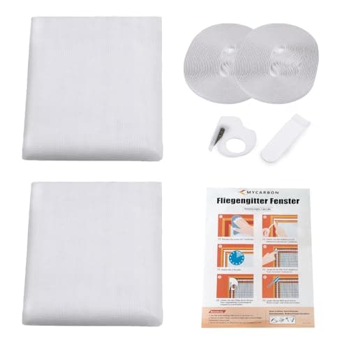 Detalle de MYCARBON Mosquitera autoadhesiva para ventana (2 uds) 150x180 cm blanca, cortable y sin perforación