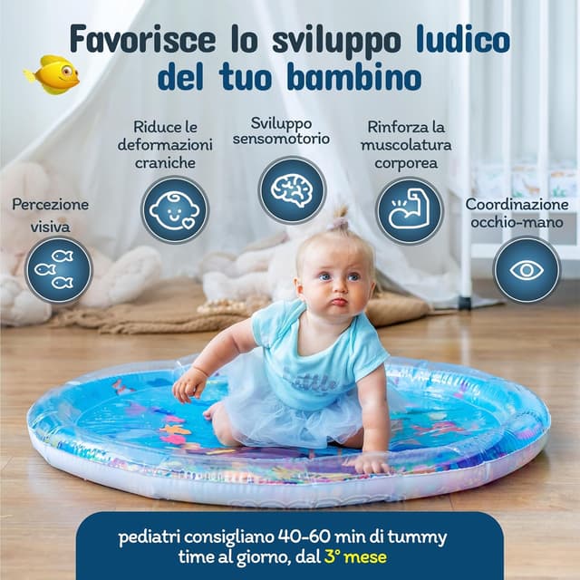 Detalle de NouBaby Tappetino Tummy Time Neonato XXL con cuscino e giochi sensoriali ad acqua