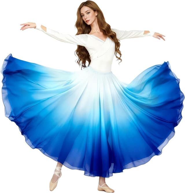 Thumbnail 6 de Baisdan Jupe Danse Orientale en chiffon fluide pour femme – jupe flamenco 720°