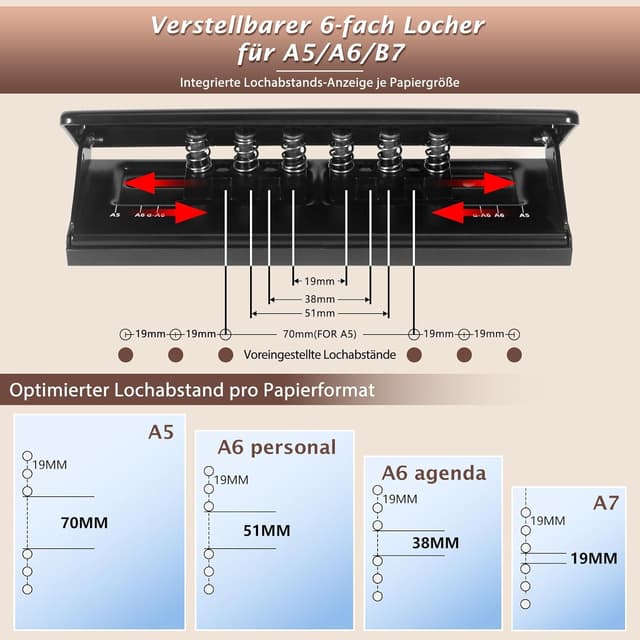Thumbnail 4 de Verstellbarer 6‑Loch‑Locher 5,5 mm