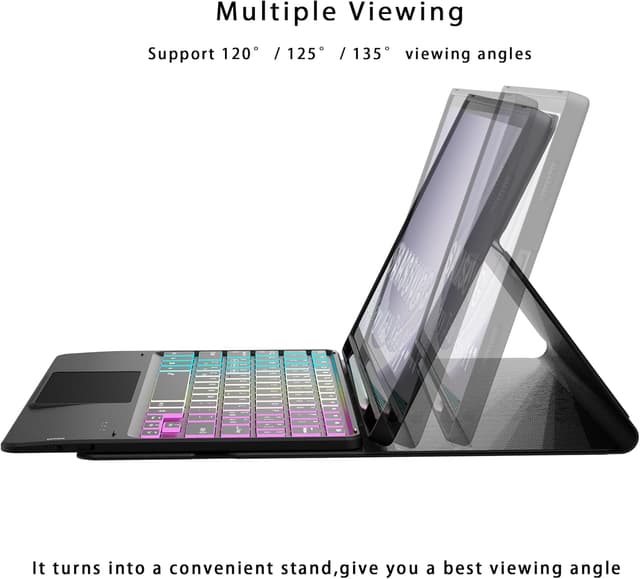 Detalle 2 de VANKEYPAD Custodia con tastiera per Samsung Galaxy Tab A9+ Plus 11” 2023 (retroilluminata 3 zone, trackpad, rimovibile) QWERTY italiano