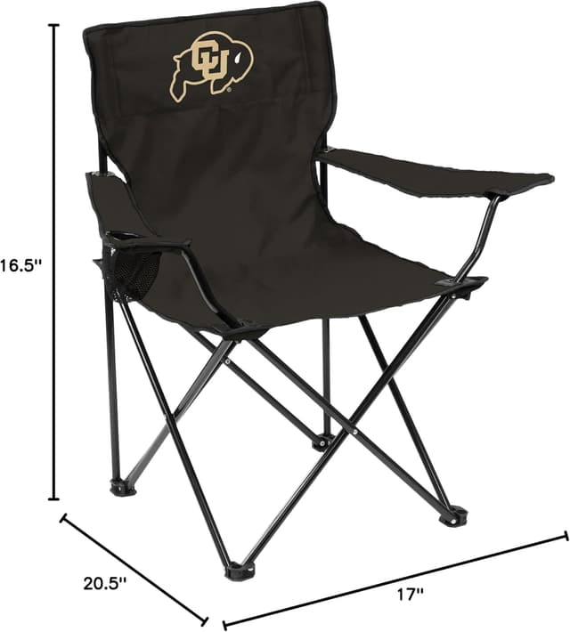 Detalle de Logo Brands NCAA Portable Quad Chair with Armrests, Built-In Cup, Carry Bag
