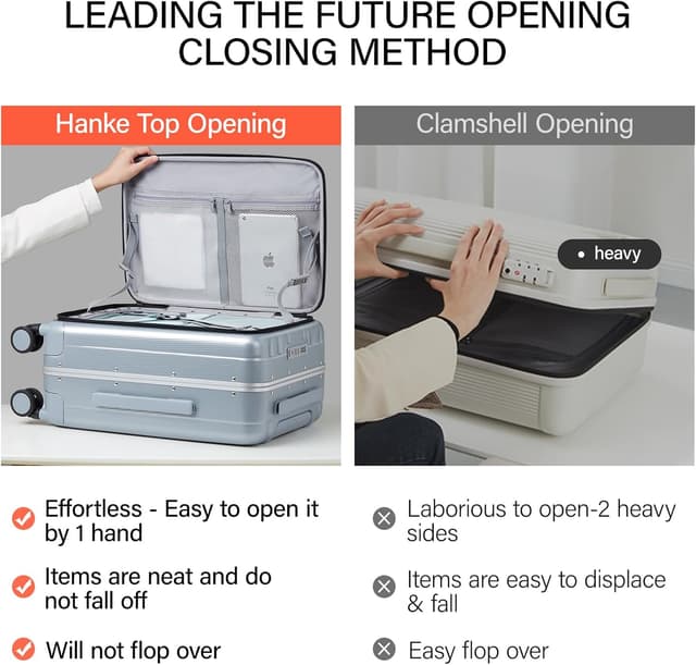 Detalle 2 de Hanke 26 Inch Front Opening Hard Shell Checked Suitcase with Lock & 4 Dual Spinners