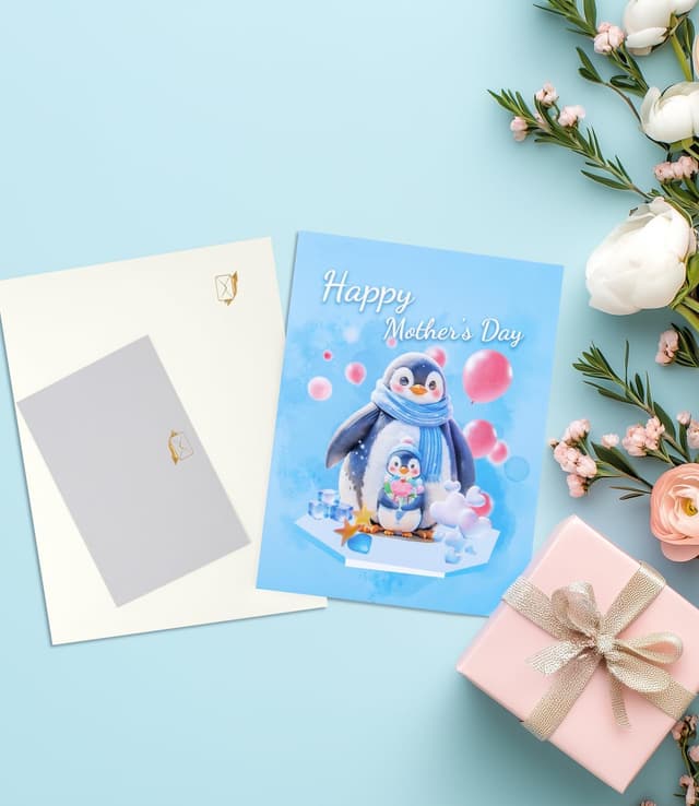 Thumbnail 5 de 3D Pop-Up Mother’s Day Card, Penguin Design