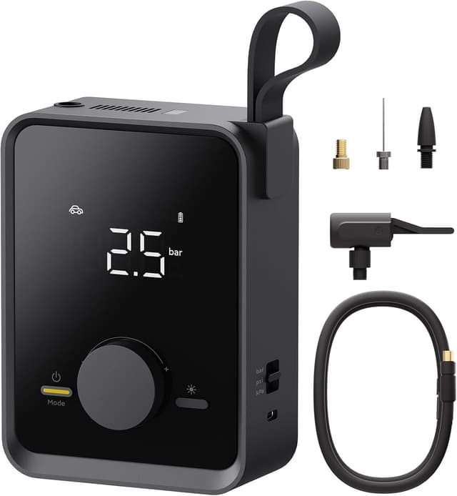 Detalle de HOTO Tire Inflator Portable Electric Air Pump Pro (Digital Pressure Gauge, 120PSI) – Cordless 12V Pump