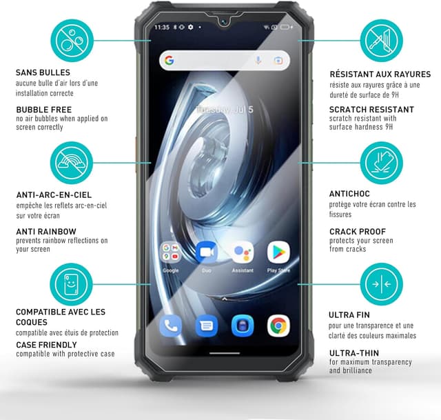 Detalle 2 de smartect Verre Trempé 9H (3 pièces) pour Blackview BV7100 / BV8800 / BL8800 5G / BL8800 Pro