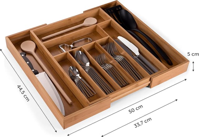 Detalle 2 de Blumtal Besteckkasten Bambus mit 7 bis 9 Fächern