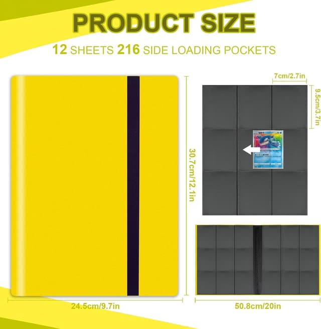 Detalle 2 de 9-Pocket Trading Card Binder (12 Pages, 216 Pockets) PU Album for MTG, TCG, Pokémon & More