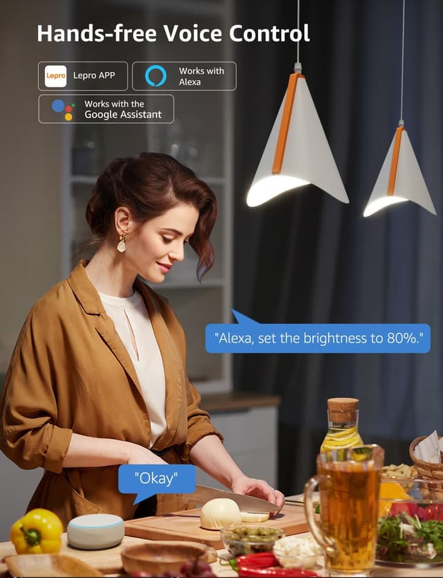 Detalle 2 de Lepro BP1 AI Smart Bulb E14 RGBWW (Pack of 2) with Alexa & Google Assistant, Music Sync, 4.9W