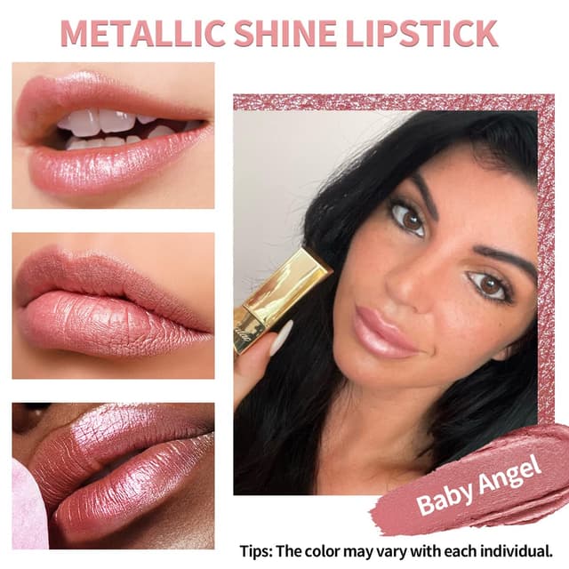 Thumbnail 6 de OULAC Lippenstift Metallic Glanz Finish „Baby Angel“ (13) – veganer Metallik-Glanz mit feuchtigkeitsspendendem, wasserfestem Tragegefühl