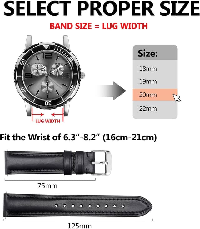 Detalle de BISONSTRAP Rétro bracelet de montre en cuir ciré à l’huile pour homme (bracelet de rechange, dégagement rapide)