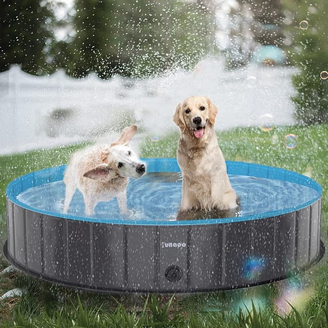 Thumbnail 6 de lunaoo Dog Paddling Pool Foldable Pet Swimming Pool (160 x 30 cm) – Light Blue