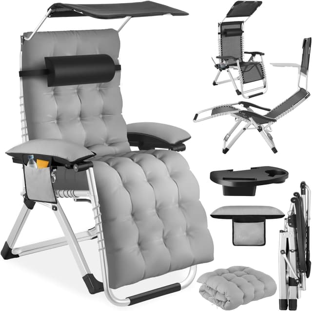 Imagen de tectake Silla tumbona plegable gris 1 en OfertitasTOP