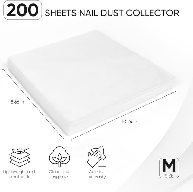 Thumbnail 2 de HALMAI 200 fogli carta filtro per aspirapolvere unghie (bianco) — filtri monouso per depolveratori