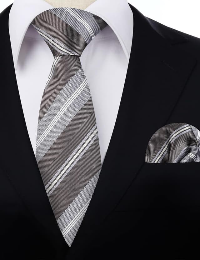 Detalle de Alizeal men’s solid colour tie and pocket square set (necktie + hanky)