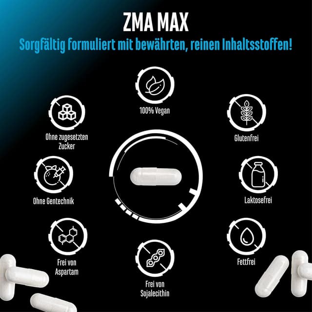 Detalle 2 de GEN German Elite Nutrition ZMA MAX – 180 Kapseln mit Zink, Magnesium & Vitamin B6