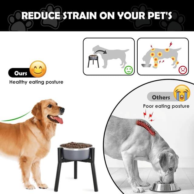 Detalle 2 de Supporto per ciotole per cani di taglia grande con larghezza regolabile (metallo) – ciotola rialzata per ciotole da 17,5 a 27 cm