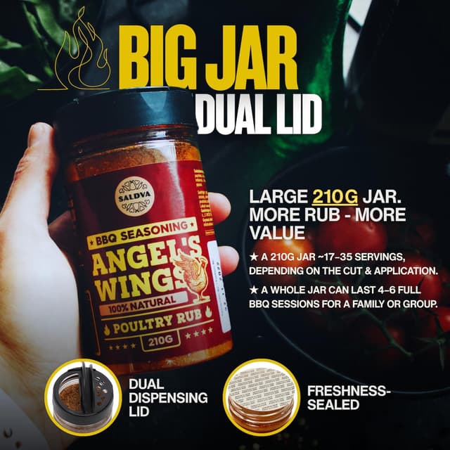 Detalle 1 de SALDVA Angel's Wings assaisonnement poulet barbecue 210 g