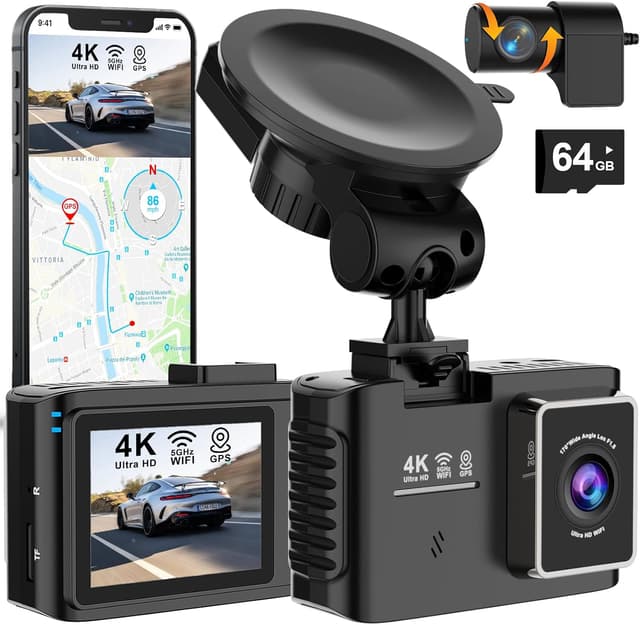 Detalle de Dashcam auto anteriore e posteriore 4K/2.5K con Wi‑Fi 5GHz e GPS, IPS 2,0” e GPS