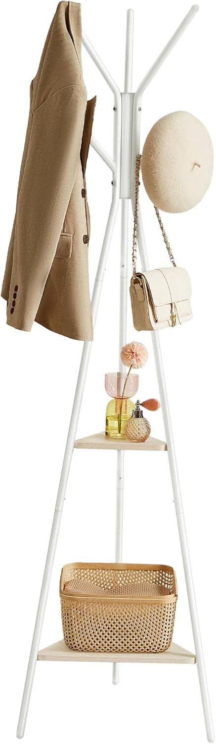 Detalle de VASAGLE RCR016N01 appendiabiti da terra con 2 ripiani