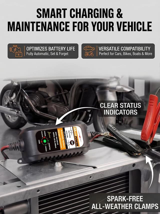 Detalle de MOTOPOWER MP00205A 12V 800mA Battery Charger