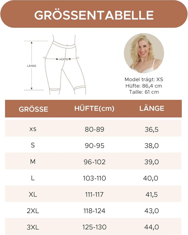 Detalle de INNERSY Radlerhose Damen Kurzleggings Anti-Scheuern für Rock & Kleid (3er Pack)