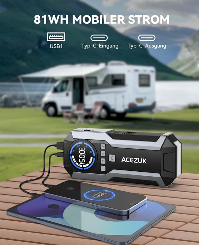 Thumbnail 6 de ACEZUK Starthilfe Powerbank 6000A 150PSI Kompressor