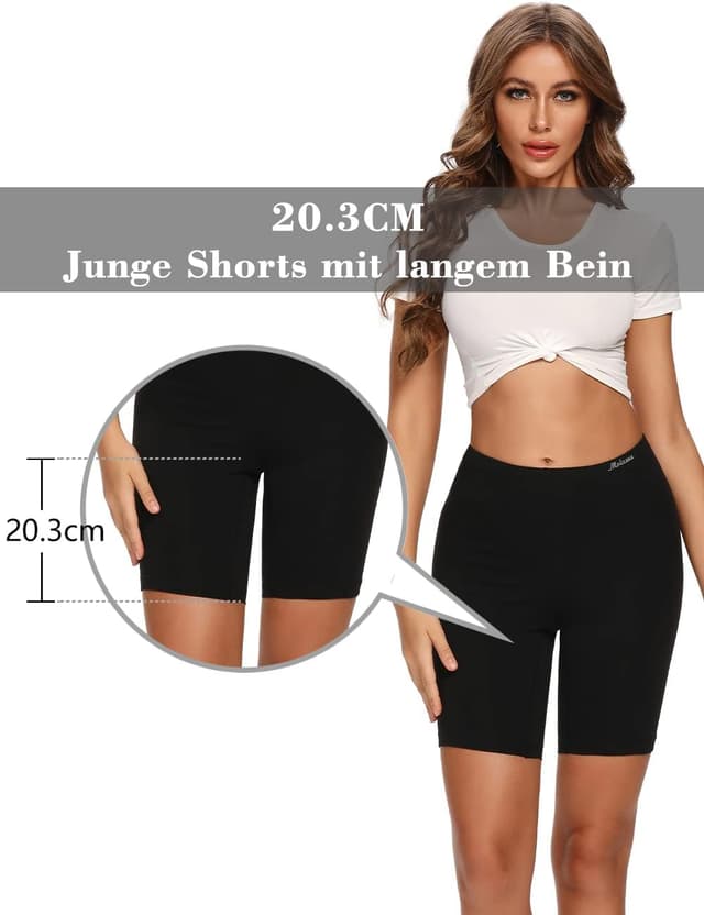 Detalle de Molasus Women’s Cotton Boxer Shorts (8” Inseam) Anti-Chafing Bike Shorts — Regular & Plus Size