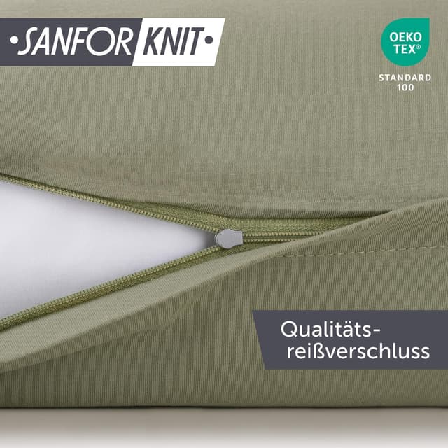 Detalle de Blumtal Seitenschläferkissen Bezug 40 x 145 (2er Set) – Grün, 100% Baumwolle, Oeko-Tex zertifiziert