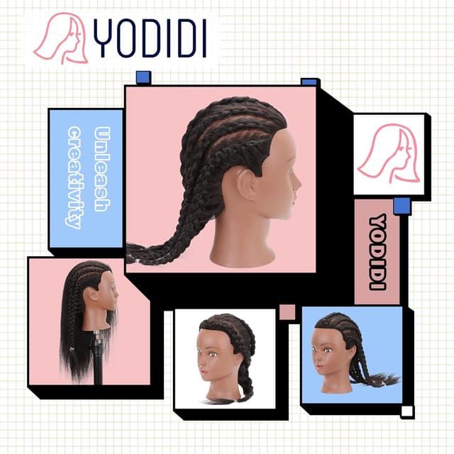 Detalle de YODIDI Mannequin Head with 100% Human Hair (16 inch) for Hair Styling Practice