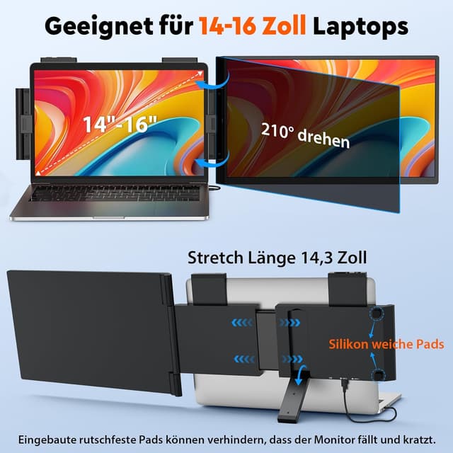 Detalle 1 de MAGICRAVEN Laptop Bildschirm Erweiterung 15.6 Zoll