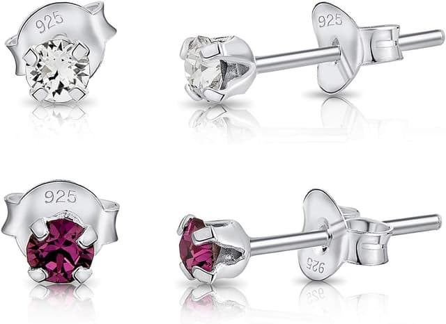 Thumbnail 6 de DTPsilver WINZIGE Ohrringe aus 925 Sterling Silber mit Swarovski® Elements – 2 Paar, 3 mm