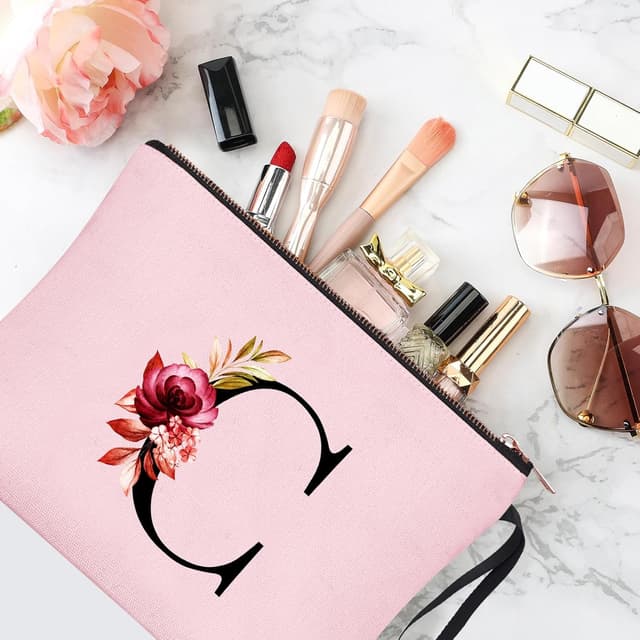 Detalle de Vavabox A-Z Personalised Initial Makeup Bag (C) in Pink