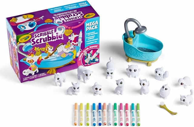 Detalle 2 de Crayola Scribble Scrubbie Pets Mega Set (25+ pcs) — reusable pet care playset with washable markers and scrub tub