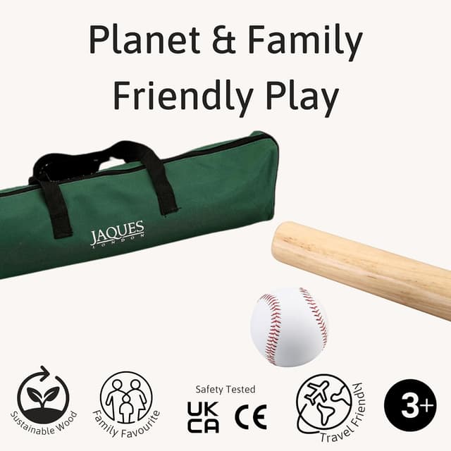 Detalle de Jaques of London Premium Rounders Set (6-piece) with Safe-Play Bat, Ball & Carry Bag