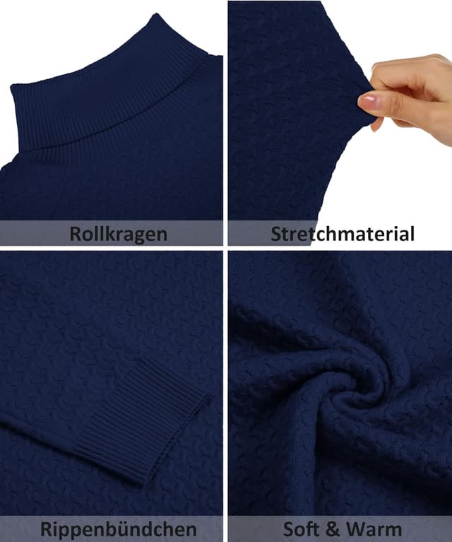 Thumbnail 4 de COOFANDY pull col roulé homme en maille douce à manches longues