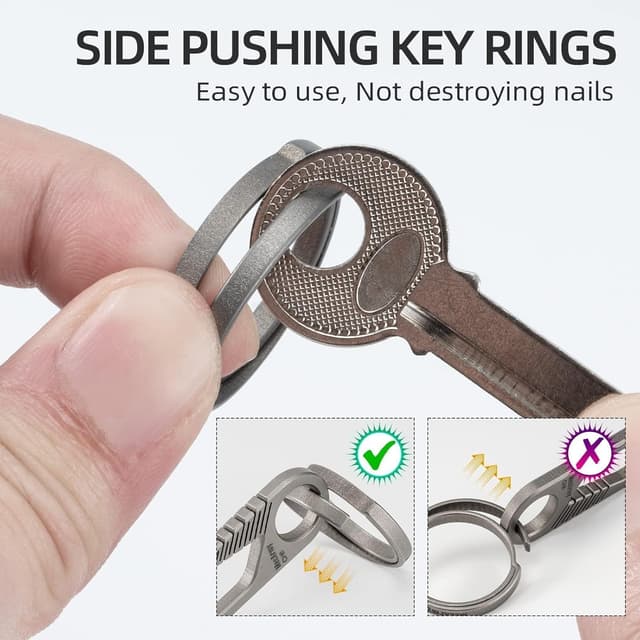 Detalle de MecArmy EDC porte-clés en titane TC4 à coulisser sur le côté (set de 3 tailles)