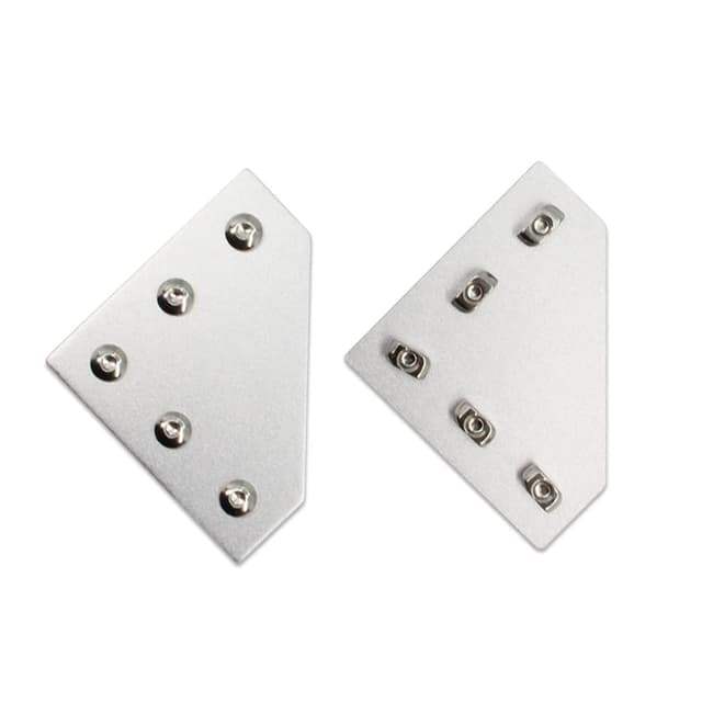 Detalle de Yeebyee 2020 Eckhalterungsplatte L (90° Außenverbindung) für 20x20-mm Aluminiumprofil, 5-Loch, mit M5 Schrauben & T-Nuten – Silber