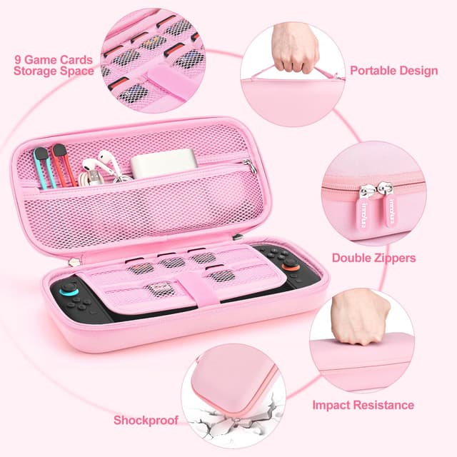 Detalle 2 de innoAura Switch 2 Carrying Case 9‑slot Pink