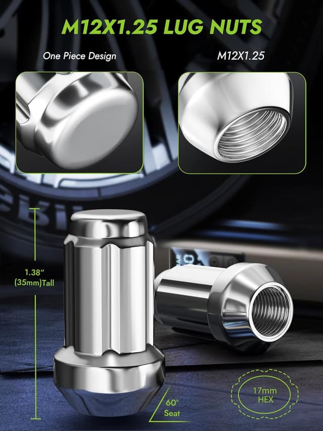 Detalle de AUTOPTIM 24pcs M12x1.25 Spline Lug Nuts (Closed End, Chrome) for Select Nissan Armada, Titan & Xterra