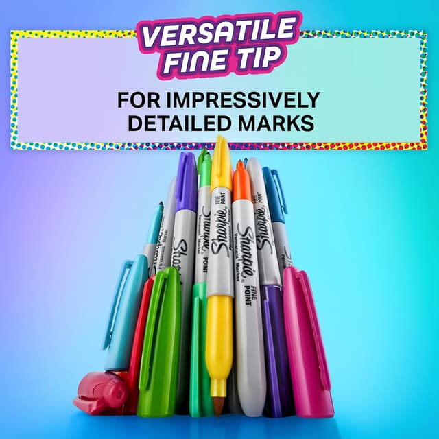Detalle de Sharpie Glam Pop Permanent Markers (Fine Point) – Assorted Vibrant Colours, 5 Pack